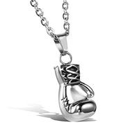 Oidea Mens Necklace: Silver Tone Gothic Punk Boxing Glove Pendant Necklace for Men Stainless Steel Men's Necklaces Jewelry Gifts, Chain Length 21.65''