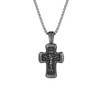 OIDEA Men's Necklace with Orthodox Cross: Crucifix Jesus Cross Pendant with Stainless Steel Wheat Chain Religious Cross Chain Jewellery Gift for Men Friend Brother