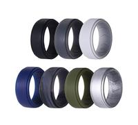 Oidea Men's Silicone Wedding Rings: 7 Colors 8mm Width Breathable Air Grooves Silicone Rubber Wedding Engagement Bands Valentine's Day Gift, Size 11