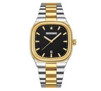Oidea Men's Square Quartz Watch, Two-Tone Stainless Steel Band | Square Alloy Case, Luminous Hands, Date Window, 3ATM Splash Resistance for Business Office Evenings and Daily Wear
