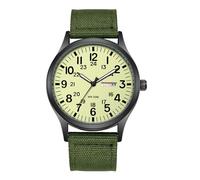 Oidea Men's Tactical Military Watch: Sport Nylon Strap 12/24 Hours Easy Reader Date Day Analog Quartz Wrist Watch for Men Luminous Outdoor Army Field Casual Wristwatch Green Dial