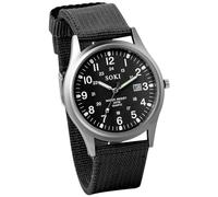 Oidea Mens Watches: 24 Hour Time Military Field Watch Outdoor Casual Army Tactical Sports Watch Analog Quartz Wrist Watch with Luminous Date, Black Nylon Strap