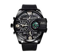 Oidea Mens Watches: Big Dial 3 Time Display Compass Decoration Analog Quartz Wrist Watches for Men Business Casual Fashion Elegant Dress Watch with PU Leather Strap, Gold