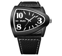 Oidea Men's Watches with Triangle Dial: Fashion Easy to Read Arabic Numerals Analog Quartz Wrist Watch for Men Pu Leather Strap Casual Business Wristwatch Black