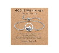 Oidea Mustard Seed Bracelet for Women: Silver Adjustable Christian Faith Baptism Confirmation Bracelet Mustard Seed Jewelry Religious Gifts for Her