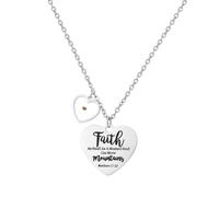 Oidea Mustard Seed Faith Necklace for Women, Stainless Steel Heart, Silver