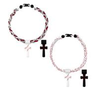 Oidea Muti-Color Cross Baseball Necklace: Three-Strand Silicone Braided Rope Sports Necklace with Cross Pendant Party Favors Baseball Accessories Drip Team Gifts 18 Inches 2 Pack