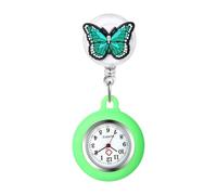 Oidea Nurse Watch for Nurses Doctors: Butterfly Silicone Retractable Lapel Fob Watches with Second Hand Clip-on Hanging Pocket Watch Green