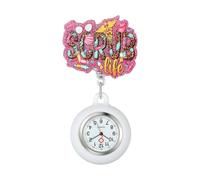 Oidea Nurse Watch for Nurses Doctors: Cute Nursing Decoration Retractable Lapel Fob Watches with Second Hand Silicone Cover Clip-on Hanging Pocket Watch Style a