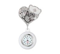 Oidea Nurse Watch for Nurses Doctors: Cute Pattern Decoration Retractable Lapel Fob Watches with Second Hand Silicone Cover Clip-on Hanging Pocket Watch White Style a