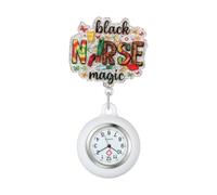 Oidea Nurse Watch for Nurses Doctors: Cute Pattern Decoration Retractable Lapel Fob Watches with Second Hand Silicone Cover Clip-on Hanging Pocket Watch White Style c