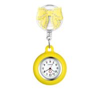 Oidea Nurse Watch for Nurses Doctors: Elegant Bow Decoration Silicone Retractable Lapel Fob Watches with Second Hand Clip-on Hanging Pocket Watch for Women Men Yellow