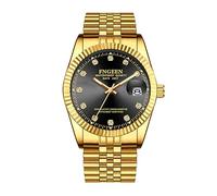 OIDEA Pair of Watches Men's Watch Stainless Steel Gold Watch Analogue Quartz Calendar Rhinestone Dial with Illuminating Hands Gift for Men Boys Partner, 1 x gold women's watch, Bracelet