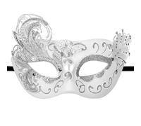 Oidea Peacock Masquerade Mask for Women: Venetian Prom Party Mardi Gras Masks Butterfly Glitter Lines Rhinestones Mask Halloween Wedding Costume Accessory Silver