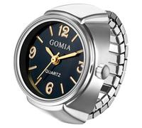 Oidea Ring Watch for Women Men: Elegant Round Dial Elastic Analog Quartz Finger Watch Rings Stretchy Band Easy Read Adjustable Ring Watches Valentine's Day Birthday Christmas Gifts, Silver Big