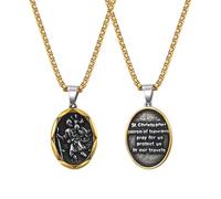 Oidea Saint Christopher Necklace: St Christopher Necklace for Men Women Stainless Steel Bless Safety Medal Pendant Religious Amulets Jewelry Gifts for Parent Family Friends Gold