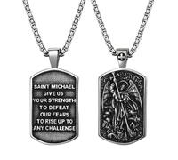 Oidea Saint Michael Necklace for Men Women: Stainless Steel St Michael The Archangel Saint Christopher Virgin Mary Praying Hand Medal Pendant Religious Amulet Jewelry Gifts Sliver
