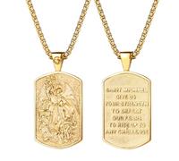 Oidea Saint Michael Necklace for Men Women: Stainless Steel St Michael The Archangel Saint Christopher Virgin Mary Praying Hand Medal Pendant Religious Amulet Jewelry Gifts Gold