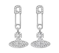 OIDEA Saturn Safety Pin Earrings for Women: Elegant Cubic Zirconia Space Planet Earrings Studs Earrings Jewelry Anniversary Birthday Gifts Silver