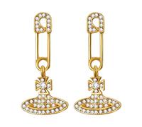 OIDEA Saturn Safety Pin Earrings for Women: Elegant Cubic Zirconia Space Planet Earrings Studs Earrings Jewelry Anniversary Birthday Gifts Gold