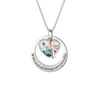 Oidea Seed Cross Necklace for Women and Women: Colorful Abalone Shell Faith Necklace Stainless Steel Moutain Range Necklaces Christian Jewelry Gifts