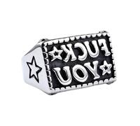 Oidea Signet Ring for Men Women: Cool Vintage Stainless Steel Statement Ring Hip Hop Punk Retro Fuck You Mantra Cocktail Party Graduation Biker Party Rings Size 10