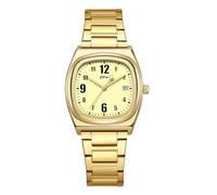 Oidea Small Gold Women's Watch: Luxury Square Dial Arabic Numerals Quartz Wrist Watches for Women Luminous Date Stainless Steel Bracelet Business Dress Female Ladies Watch