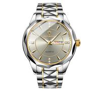 Oidea Stainless Steel Mens Watches: Luxury Rhombus Analog Quartz Wrist Watches for Men Waterproof Luminous Day Date Watch Casual Business Dress Watch Silver Band Gray Dial