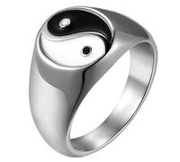 Oidea Stainless Steel Signet Yin Yang Symbol Gossip Transfer Ring Biker Rings for Men,Size 11