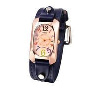 Oidea Steampunk Watch for Women: Analog Quartz Vintage Square Leather Band Wristwatch for Daily Party Halloween, Punk Steampunk Style, Blue, Max Fit 7.87"