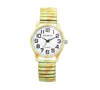 Oidea Stretch Band Watches: Easy Reader Numerals Analog Quartz Elastic Strap Watch Bohemia Flower Printed Expansion Band Casual Wristwatch Unisex