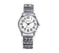 Oidea Stretch Band Watches: Easy Reader Numerals Analog Quartz Elastic Strap Watch Bohemia Flower Printed Expansion Band Wristwatch Convenient Wear Unisex