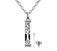 Oidea Tree of Life Urn Necklaces for Ashes: Silver Bar Cremation Jewelry for Ashes Stainless Steel Loved One Memorial Keepsake Pendant Necklace for Men Women