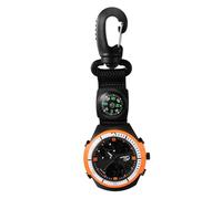 Oidea Unisex Clip on Carabiner Watches: Portable Dual-Time Backpack Fob Pocket Watch with Compass Calendar Stopwatch Alarm Clock for Outdoor Sports Hiking Rock Climbing Orange Dial