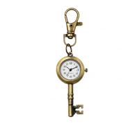 Oidea Unisex Portable Keychain Watch: Antique Bronze Key Shape Analog Quartz Clip on Pocket Watch Vintage Badge Fob Watches with Key Ring, Total Height 3.74 Inches