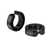 OIDEA Viking Carousel Rune Earrings: Norwegian Compass Signet Huggie Clip-on Earrings Stainless Steel Punk Stud Earring Norse Mythology Viking Style Jewelry Gifts for Men Black