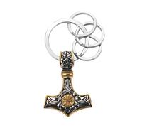 Oidea Viking Keychain for Men: Vintage Compass Celtic Knot Rune Thor's Hammer Key Chain Stainless Steel Key Rings Norse Amulet Jewelry Birthday Father's Day Gift for Him Gold