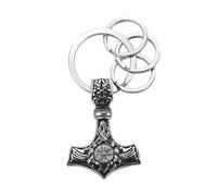 Oidea Viking Keychain for Men: Vintage Compass Celtic Knot Rune Thor's Hammer Key Chain Stainless Steel Key Rings Norse Amulet Jewelry Birthday Father's Day Gift for Him Silver