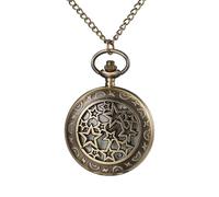 Oidea Vintage Quartz Pocket Watch: Antique Bronze Hollow Pentagram Decorated Arabic Numerals Pocket Watches with Chain Fathers Day Christmas Graduation Birthday Gifts for Men