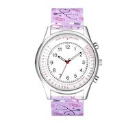 Oidea Watches for Nurses Doctors: Waterproof Analog Quartz Watches Arabic Numerals Easy Read Wrist Watches Pulse Calculation Second Hand Watch for Nursing Unisex Purple