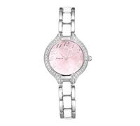 Oidea Women Silver Bracelet Watches: Elegant Arabic Numeral Floral Decorated Round Dial Analog Quartz Wrist Watch for Women Easy Reader Watches Casual Ladies Watch Pink
