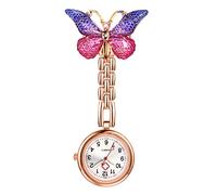 Oidea Womens Butterfly Brooch Nurse Watch: Easy to Read Clip on Nursing Watch with Second Hand Pin-on Quartz Hanging Lapel Fob Pocket Badge Watches for Nurses Doctors Style d