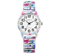 Oidea Women's Easy Reader Watch: Big Face Large Number Elastic Strap Watches for Women Bohemian Print Stretch Band Wrist Watch Analog Quartz Casual Business Ladies Wristwatch