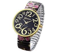 Oidea Women's Easy Reader Watch: Bohemian Printed Super Large Clear Number Stretch Wrist Watch Elastic Strap Watches for Women Waterproof Ladies Wristwatch Black