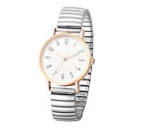 Oidea Women's Elastic Strap Watches: Large Face Arabic Numerals Analog Quartz Easy Reader Wrist Watches for Women Stretch Band Casual Ladies Watch Silver