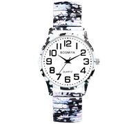 Oidea Womens Elastic Strap Wristwatch: Boho Floral Printed Stretch Band Watches for Womens Easy Reader Big Dial Analog Quartz Bracelet Watch Expansion Band Watch