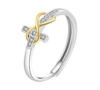 Oidea Women's Infinity Cross Ring: Cubic Zirconia Pray Cross Rings for Women Adjustable Stackable Eternal love Faith Purity Ring Baptism Christian Jewelry Gift for Her