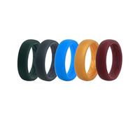 Oidea Women's Silicone Rings Set: Inner Arc Ergonomic Breathable Design Mountain Pattern Rubber Engagement Wedding Bands 5 Colors 5.4mm Wide 1.7mm Thick Size 11
