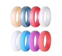Oidea Womens Silicone Wedding Rings: 7 Colors 8mm Width Stackble Rubber Engagement Ring Bands Sets Valentine's Day Gift Jewelry Gifts for Women Ladies, Size 7