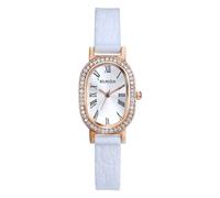 Oidea Women's Small Silicone Oval Watch: Classic Zircon Diamond Bezel Roman Numerals Analog Quartz Wrist Watch for Women Business Casual Ladies Dress Watch White